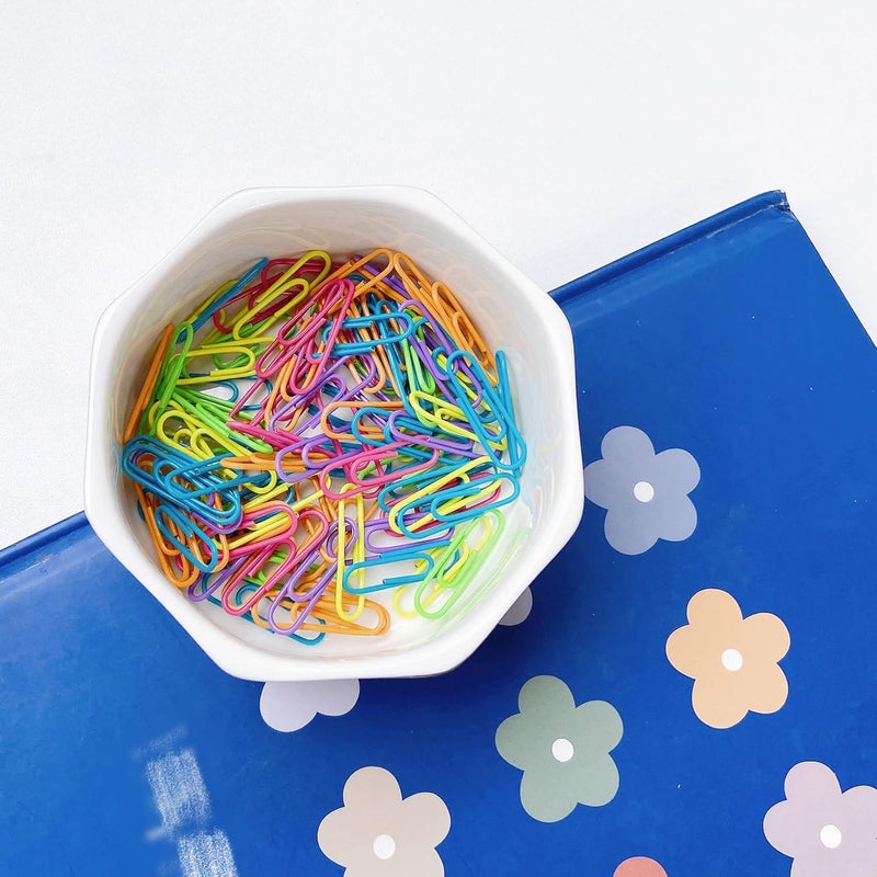 LEAZUL Ceramic Paper Clip Holder Gold Line Paper Clip Dispenser Organizer for Desk Cute Floral Pattern Office Binder Clip Holder Bobby Pin and Hair Clip Holder Gift for Office Blue Flowers - Image 5